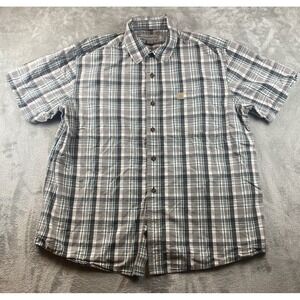 Carhartt Shirt Men'sShort Sleeve Button Up XL Relaxed Fit Check Plaid Logo Work